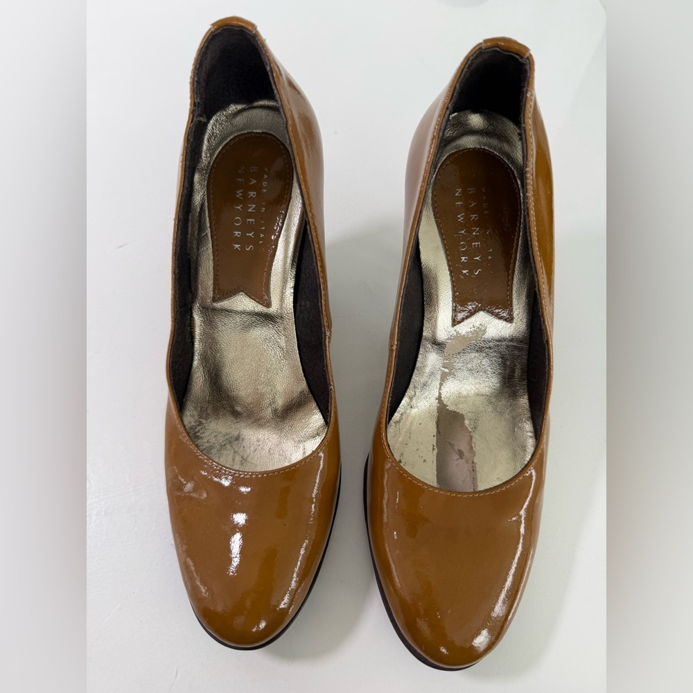 Barneys New York Women's Brown Patent Leather Heels